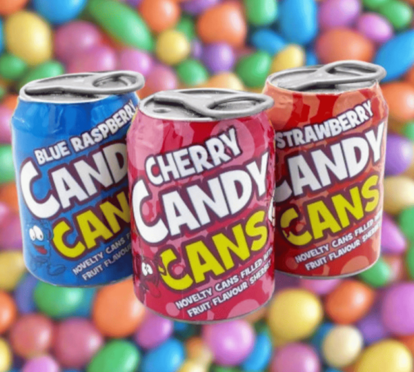 Crazy Candy Factory Candy Cans 13g. These are Novelty cans filled with fruit flavour sherbet, vegan friendly