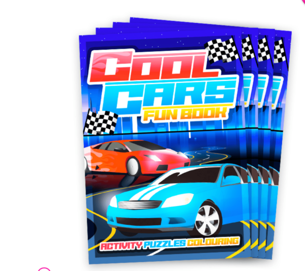 Cool Cars Activity BookA6 sized activity books. Contains 10 pages of Car themed activity. Ideal for party bag fillers!