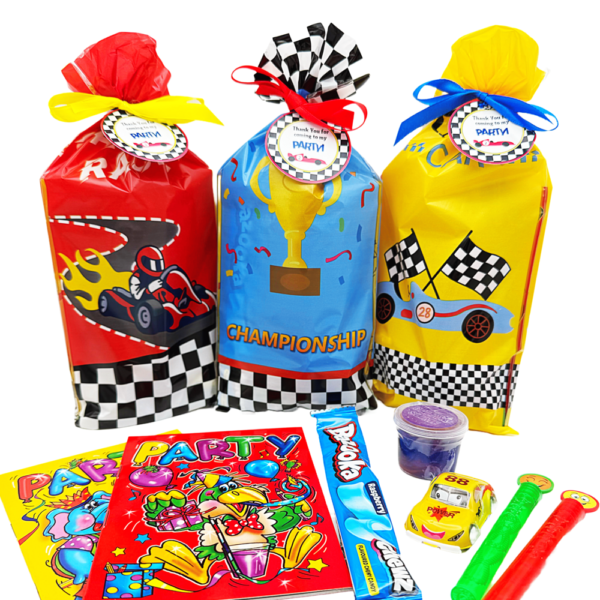 Cars Pre Filled Party Bag contain high quality items, children will discover slime, bubbles, pull back cars and much more, contents may vary slightly.