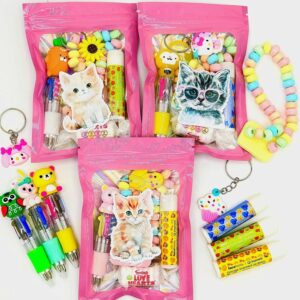 Girls Cute Cat Pink Filled Party Bag comes pre-filled with a delightful assortment lip gloss, stickers, keyring and much more.