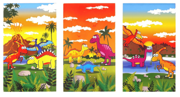 Mini Dinosaur Notebooks Each book contains 20 pages and the dimensions are 93 x 55mm. 3 Assorted designs.