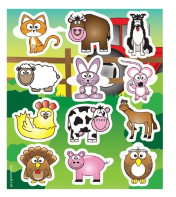 Fun Farm Sticker come with pack of 12 stickers are sold separately. Packs measure 10cm x 11.5cm.