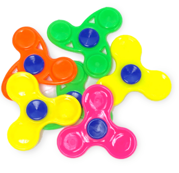 Fidget Spinner are 5cm in size and come in assorted bright neon colours.