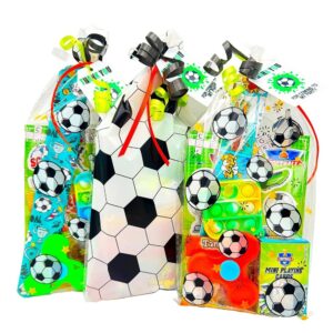 FootbalL Deluxe Filled Party Bag contains high quality items, bubbles, stickers, keyring, bouncy balls, activity books and much more, contents may vary slightly.