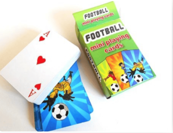 Mini Football Playing Cards are themed playing cards packs in assorted football designs.