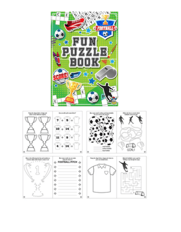 Football Puzzle Book have 16 pages of football activity and solving the puzzles inside!