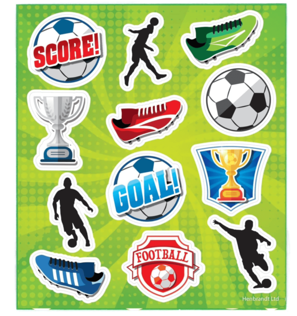 Assorted Football stickers are 11.5cm.