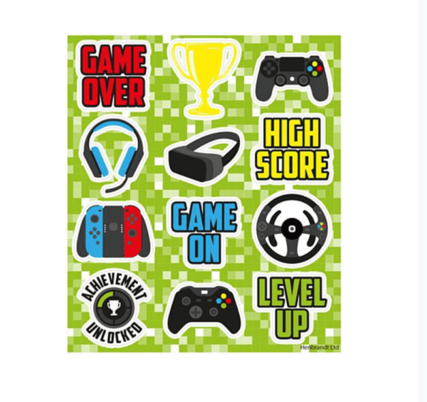 Gamer Stickers come in a array of stickers is great for arts and crafts, an ideal novelty filler for party bags, and perfect small prize or treat for children's birthday celebrations.