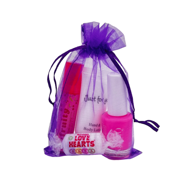 Girls Pre Filled Purple Pamper Party Bags come pre-filled with a variety of lip gloss, nail polish, and other delightful goodies that make for perfect birthday treats.