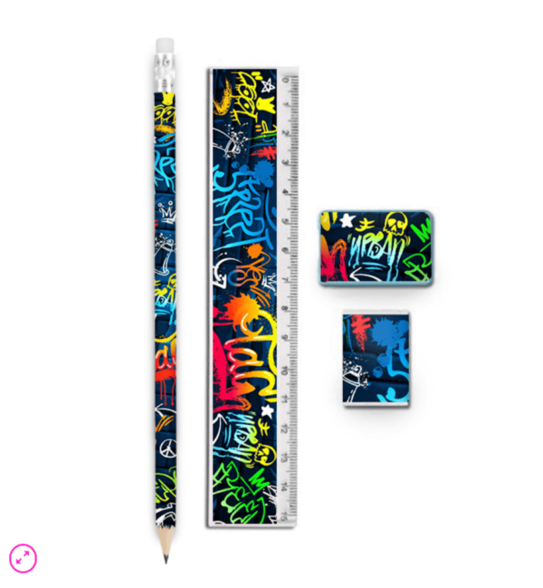 Graffiti Stationery Sets are super trendy stationery sets. Great for deluxe party bag fillers or for stationery collections.