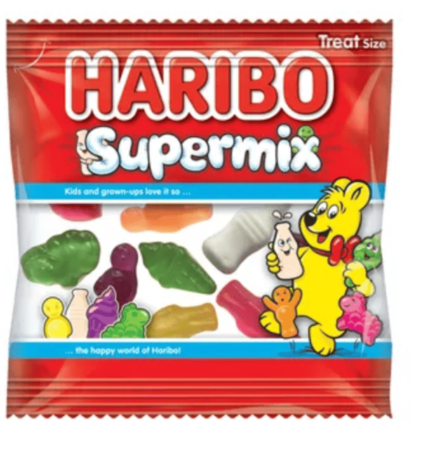 Haribo Mini Treat Bags 16g Soft jelly sweets made by a well-known brand in a portion controlled bag.