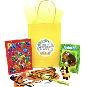 Each Jungle Eco Friendly Pre Filled Paper Party Bag contains high-quality items, including animal masks, animal blocks, colouring book and much more.