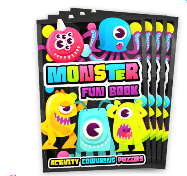 Monster Mini Activity Books come in A6 size with colouring and activities.