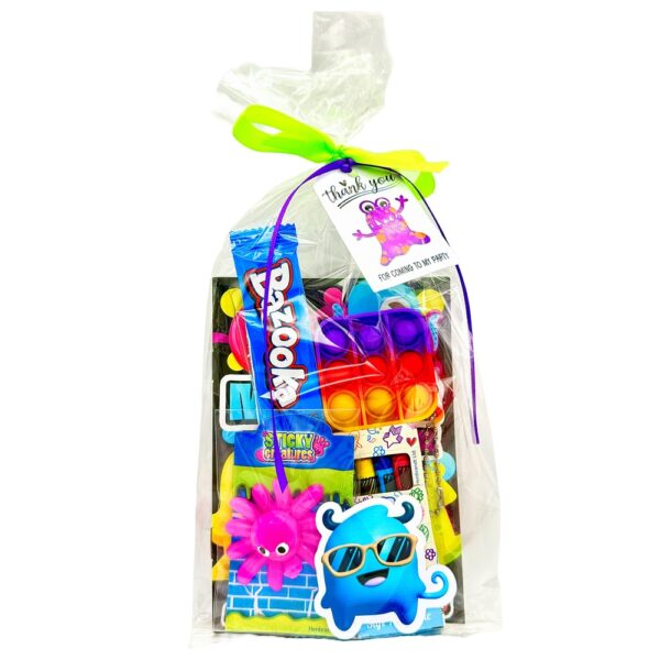 Each Monster Pre Filled Party Bag contains high-quality items, including fidget poppet keyring, bubbles, activity book and much more.