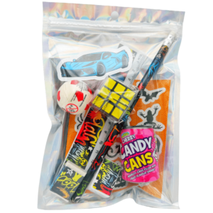 Older Boys Graffiti Pre Filled Party Bag comes pre-filled with a delightful assortment of sticker, playing cards, stationery set, vegan sweets and much more.