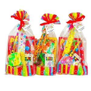 These Mega Rainbow Pre Filled Party bag comes pre-filled with a delightful assortment bubbles, stickers, activity books,vegan candy and much more.