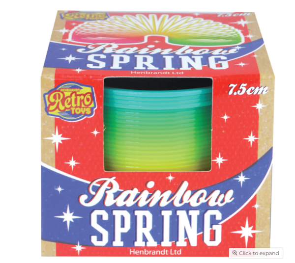 Rainbow Springs are 7.5 cm colourful spring action.