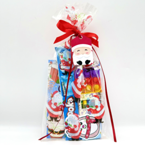 Santa Pre Filled Christmas Party Bag with contains high-quality items, including fidget poppet keyring, activity book and much more, contents may vary slightly.