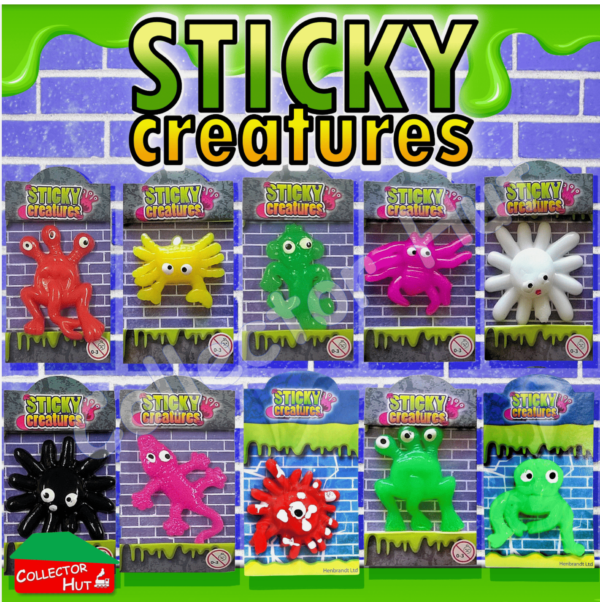 Sticky Creatures you can throw them at walls, windows and mirrors and they will stick.