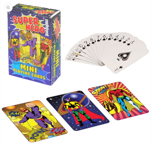 Super Hero Playing Card, these mini playing cards feature an assortment of 3 different designs, adding to the fun of your occasion and keeping perfectly in theme with your party.