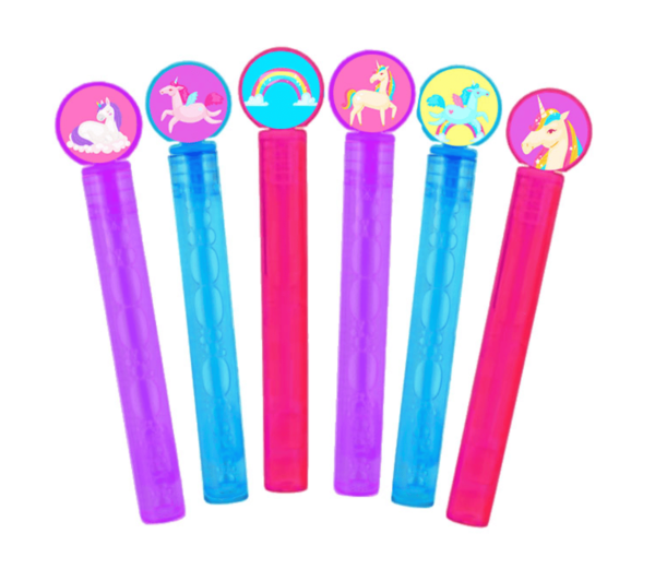 Unicorn Bubble Tubes, featuring a charming unicorn-themed design, with cute unicorn graphics and pastel colours, these mini party bubble tubes are sure to capture the hearts of kids and adults alike.