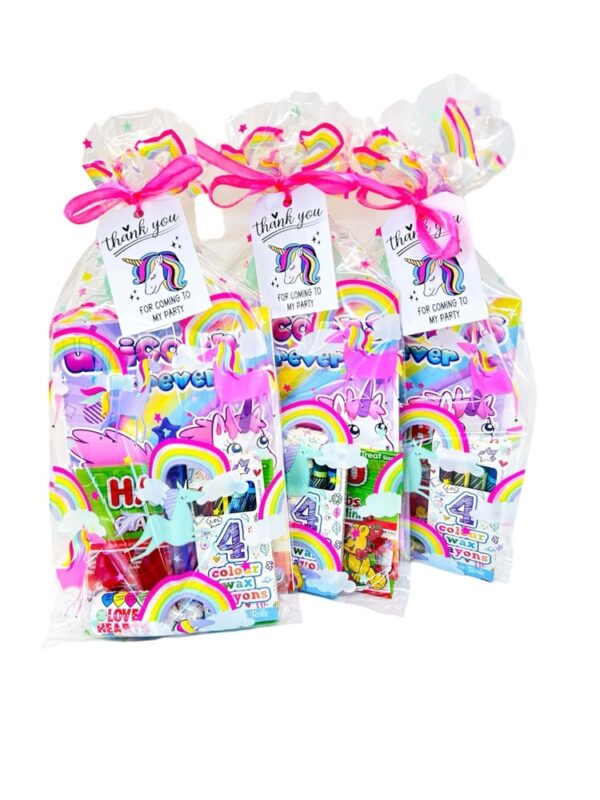 Each Unicorn Pre Filled Cellophane Party Bag contains high-quality items, including bubbles, activity book and much more.