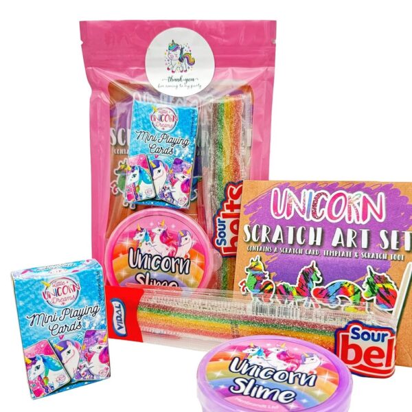 Each Unicorn Pre Filled Slime Party Pack contains high-quality items, including slime, playing cards and activity scratch art and much more.