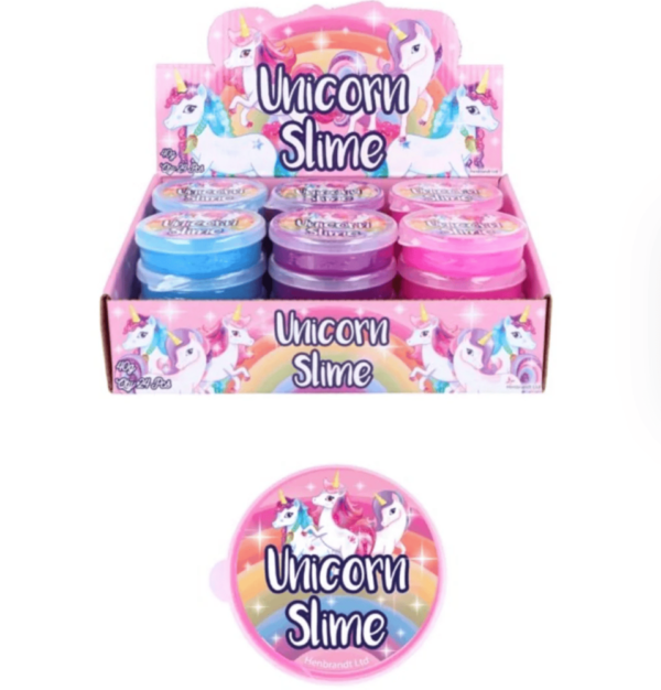 Unicorn Slime come in assorted colours.