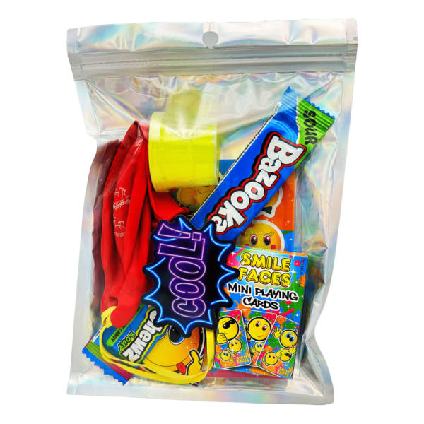 Unisex Deluxe Pre Filled Party Pack come pre-filled with a delightful assortment of slime, balloon, playing card set, vegan sweets and much more.