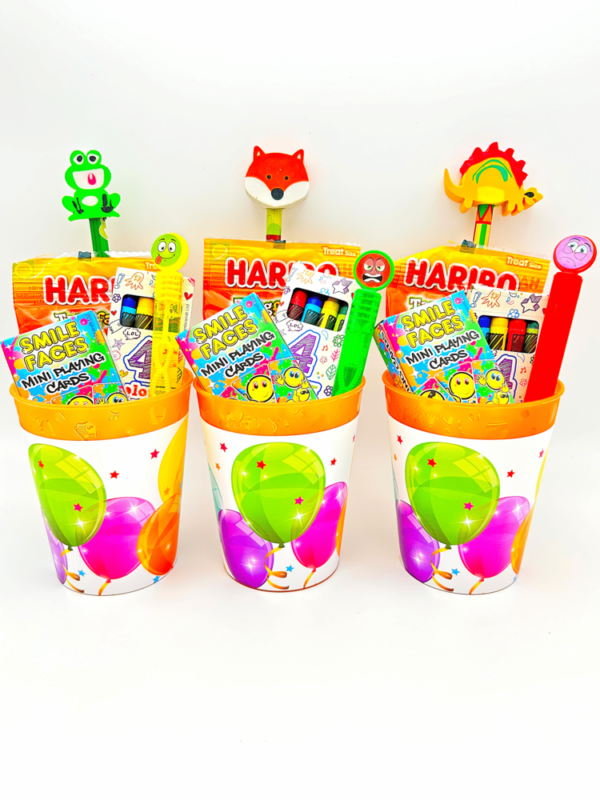 Reusable Balloon Design Pre Filled Party Cup Gift come pre-filled with a delightful assortment bubbles, stickers, activity books and much more.