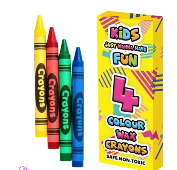 Wax Crayons come in a colourful 4pk mini design.