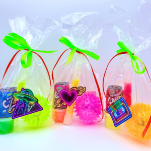 Mega Neon Pre Filled Party bag comes with bright neon colours toys and vegan sweets.