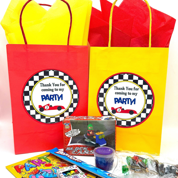 Cars Pre Filled Paper Party Bag with twist handles contain high quality items, children will discover slime, bubbles, pull back cars and much more, contents may vary slightly.