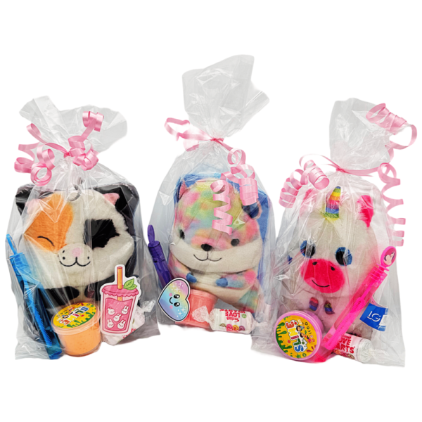 Girls Plush Pre Filled Party Bag are party favours designed to be more than just pretty packaging. Each bag includes a variety of fun slime, bubbles, and other delightful goodies that make for perfect birthday treats.