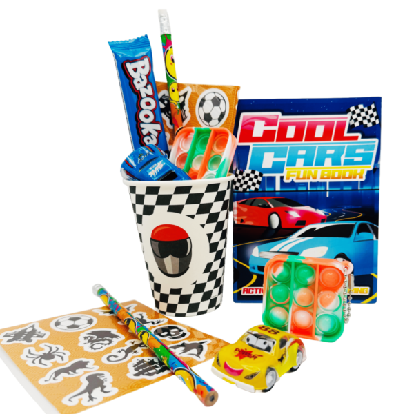 Racing Cars Pre Filled Party Cup Gift comes pre-filled with delightful surprises! Whether it’s candy, snacks, or party favours, each cup is a treasure trove of goodies that will keep your guests smiling.